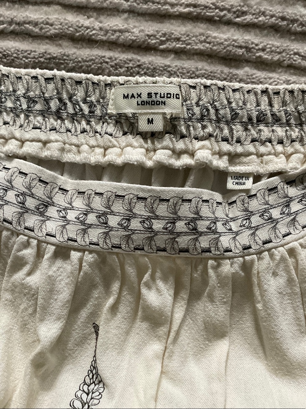 Max Studio Cream and Black Floral A-Line, Full Skirt - Picture 2 of 5